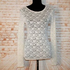 Forever 21 Lace Mesh Long Sleeve Top Size M